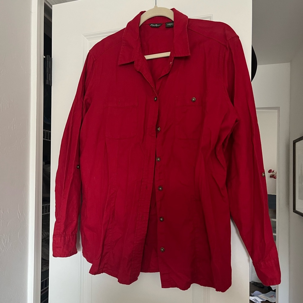 Eddie Bauer Red Button-Up Shirt